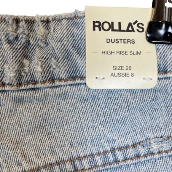 NWT Rolla's Dusters High Rise Slim Short Shorts Blue Denim Distressed Size 27 - Picture 6 of 12